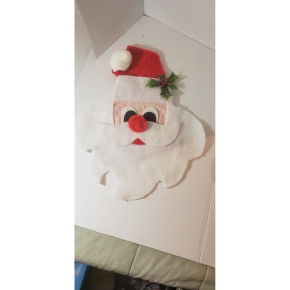 HTF 70's Santakins Felt Santa Face Door Wall Decor Tree Topper - Picture 1 of 8